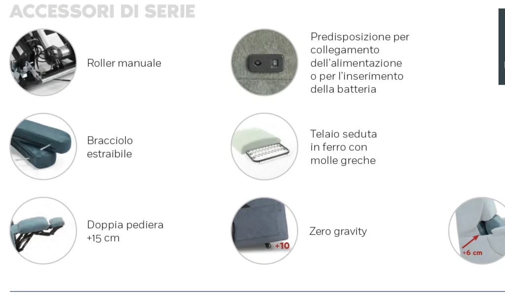 Poltrone Vitarelax Giorgia optional di serie