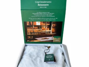 Coprimaterasso Benessere Profili Matrimoniale con Federe_risultato Coprimaterasso Benessere Profili matrimoniale a cappuccio con elastico perimetrale in lino, canapa e cotone, completo di due federe copricuscino, Made in Italy