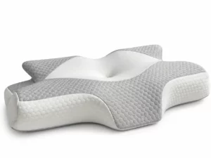 Guanciale Possedoni Memory Abbraccio fronte_risultato Guanciale Possedoni Memory Abbraccio ergonomico in memory foam con cavità centrale e supporti laterali